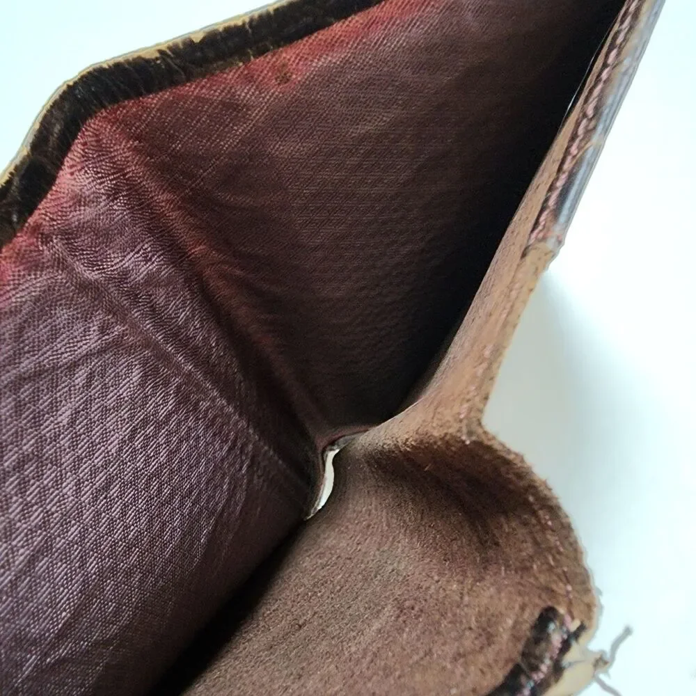 Brown Crocodile Grain Calf Passport Travel Wallet